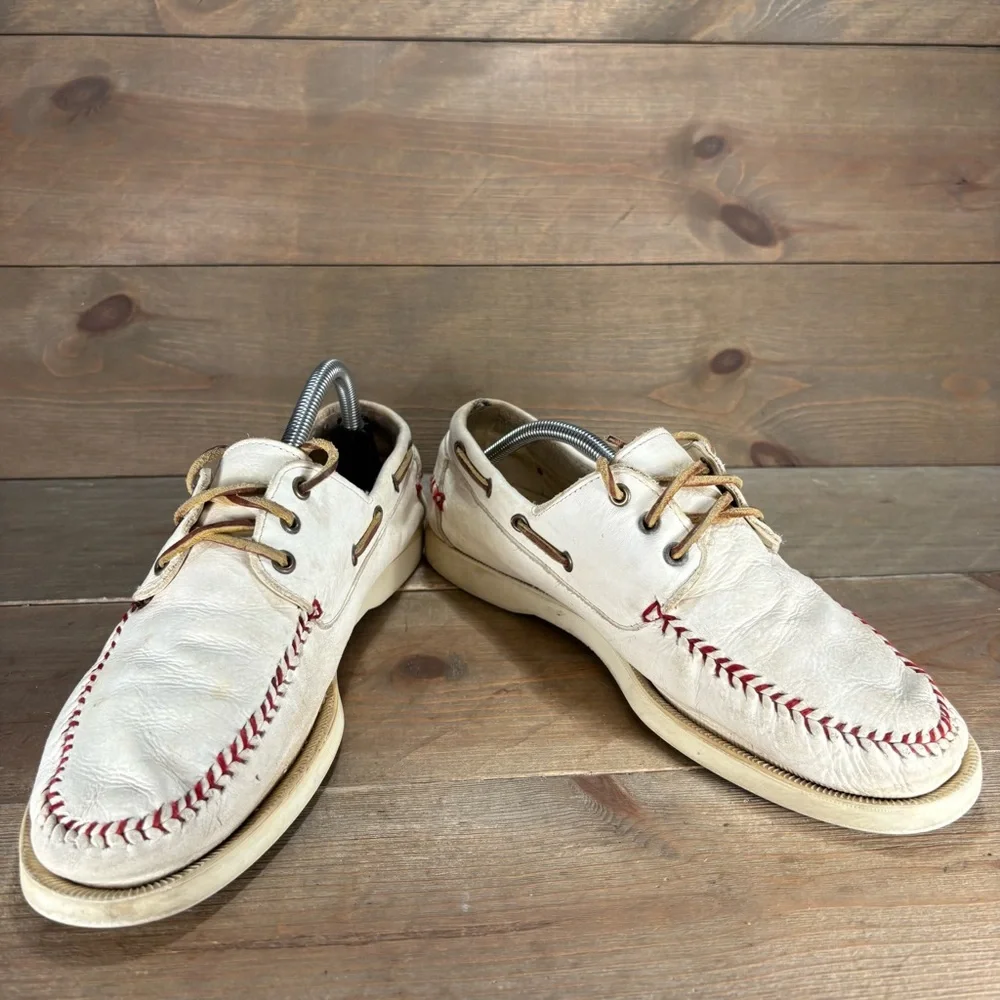 Allen Edmonds fastball mens size 9 shoes white leather comfort boat shoes